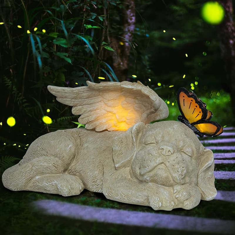 Pet Memorial Garden Angel Statue with Solar Light