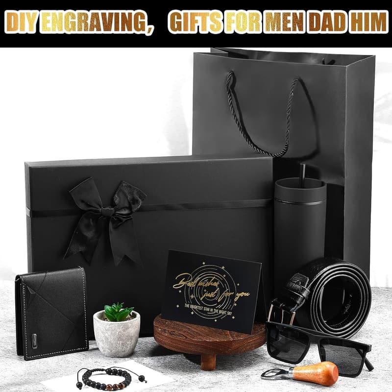 Men's Birthday Gift Basket - 13 Pieces with Tumblers, Wallet, and More
