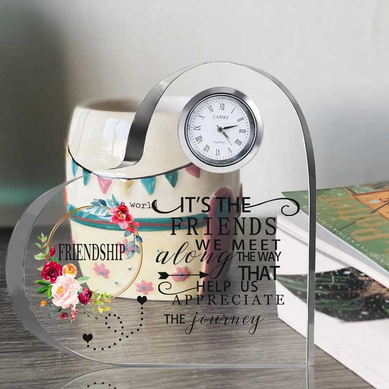 Friendship Gifts for Women - Large Crystal Heart Plaque