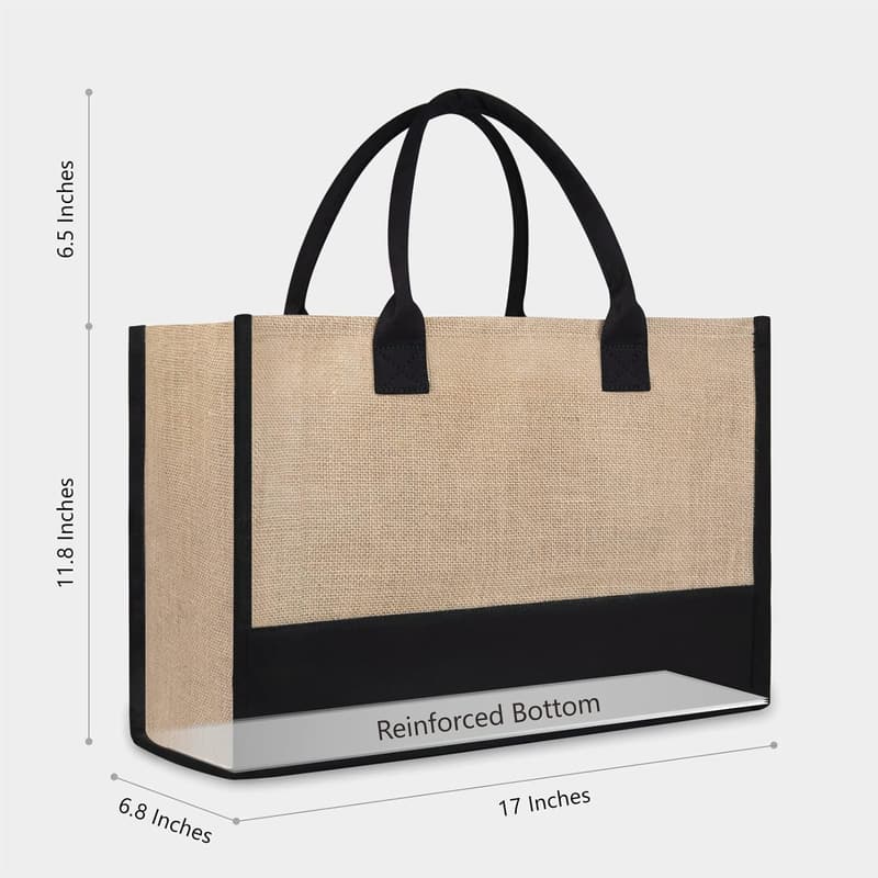 Personalized Monogrammed Jute Canvas Beach Bag for Women