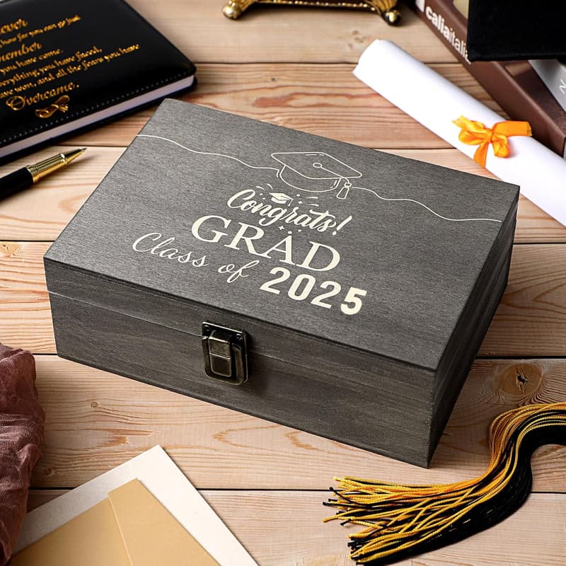 Personalized Graduation Cap Keepsake Box 2025 for Him/Her