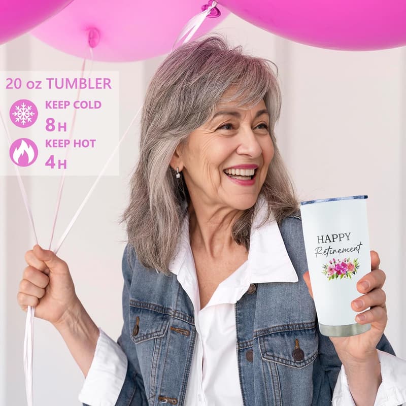 Retirement Gift Basket for Women with Tumbler, Blanket & Candles