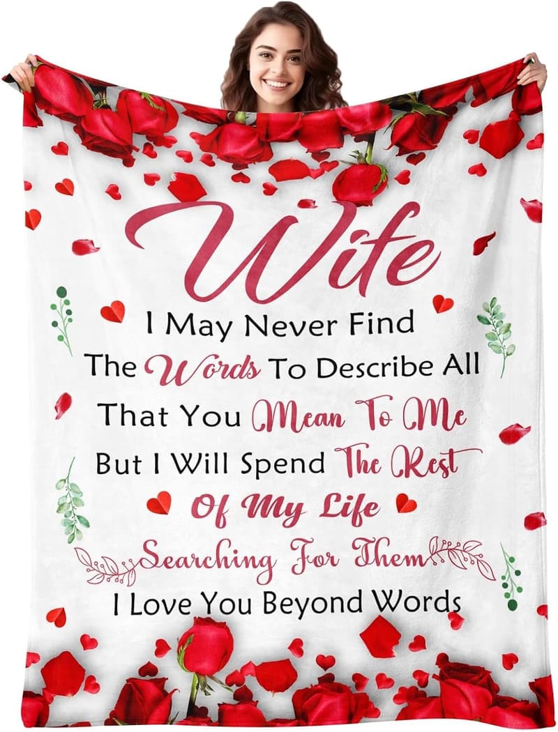 Anniversary Throw Blanket Gift for Wife, 50