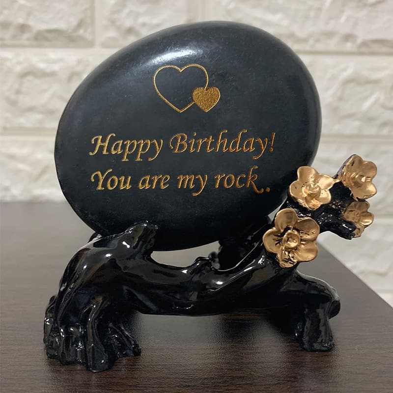 Engraved Happy Birthday Rock Gift for Couples