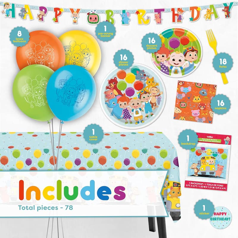 CoComelon Birthday Party Supplies Set for Kids