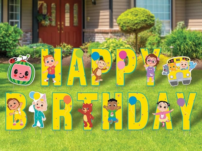 CoComelon Happy Birthday Yard Signs with Metal Stakes