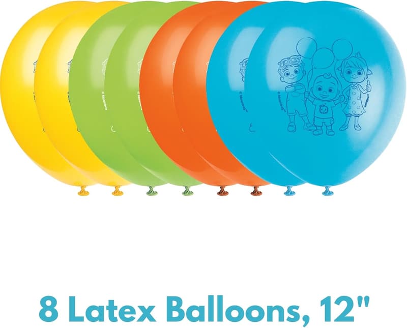 Cocomelon Birthday Balloon Bundle - 8 Latex & 1 Foil
