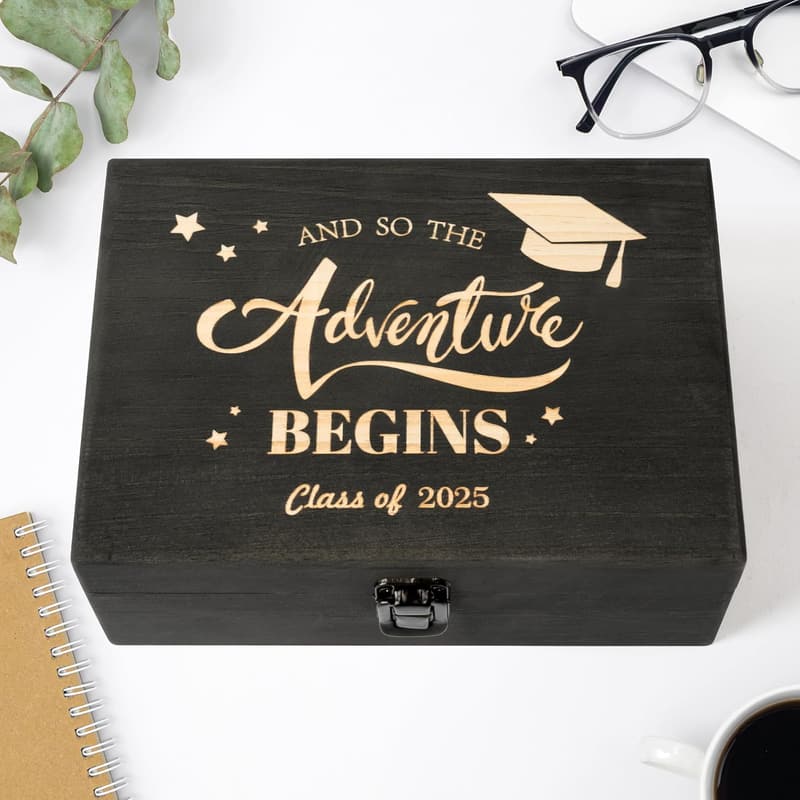 Graduation Engraved Wooden Memory Box for Class of 2025