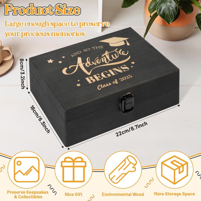 Graduation Engraved Wooden Memory Box for Class of 2025