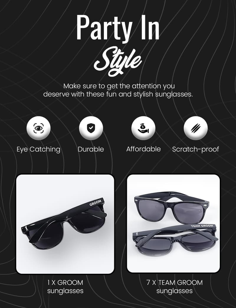 Bachelor Party Sunglasses Set - Groom & Groomsmen Gifts