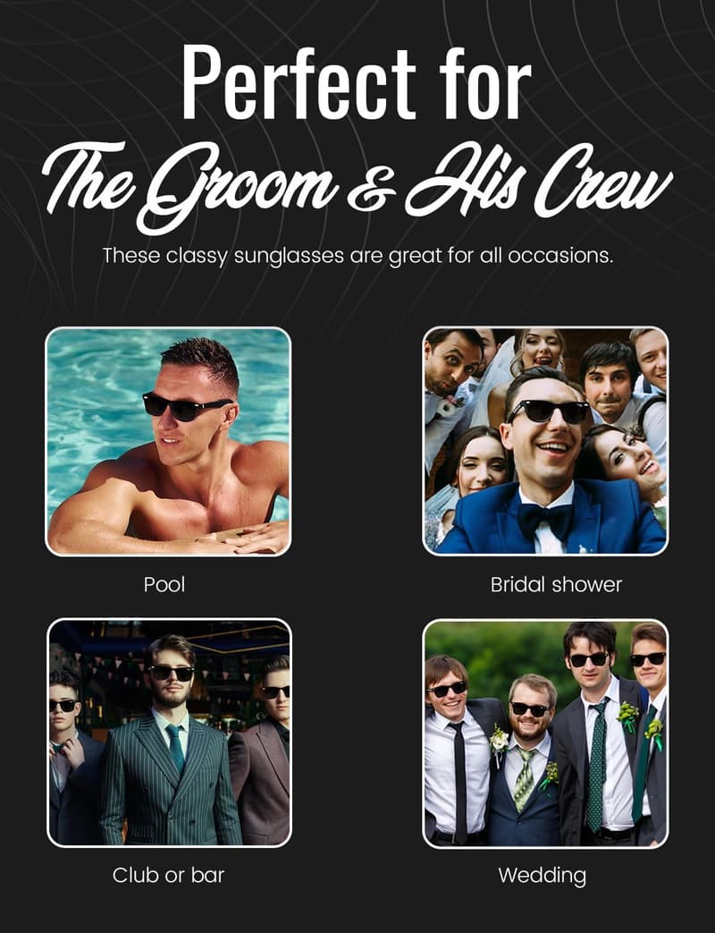 Bachelor Party Sunglasses Set - Groom & Groomsmen Gifts