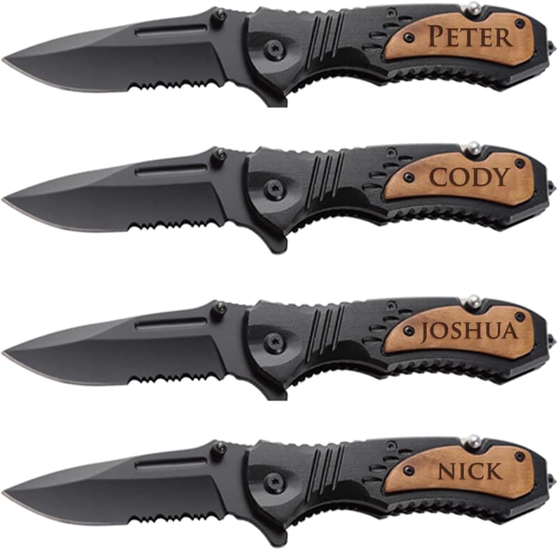 Personalized Engraved Pocket Knife Set for Groomsmen