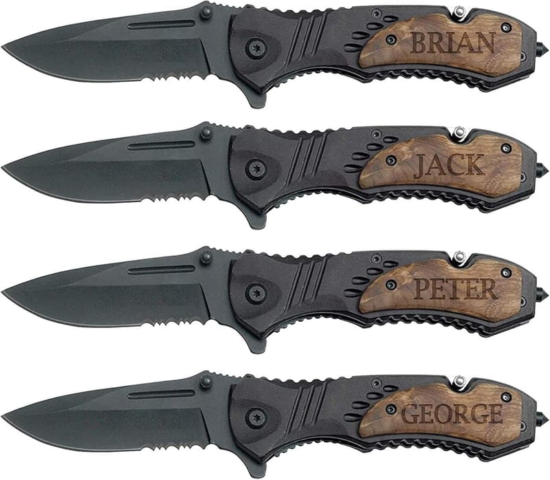 Personalized Engraved Pocket Knife Set for Groomsmen