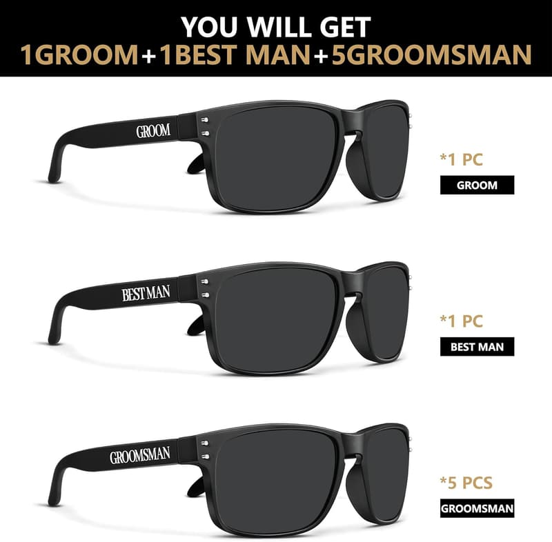 Groom's Bachelor Party Sunglasses Set - 7 Pcs Wedding Favours