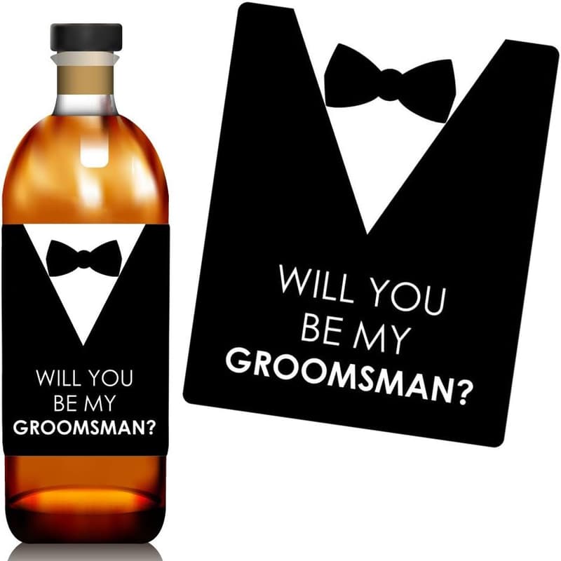 Groomsman Gift - Whiskey/Wine Bottle Label Stickers Set of 4