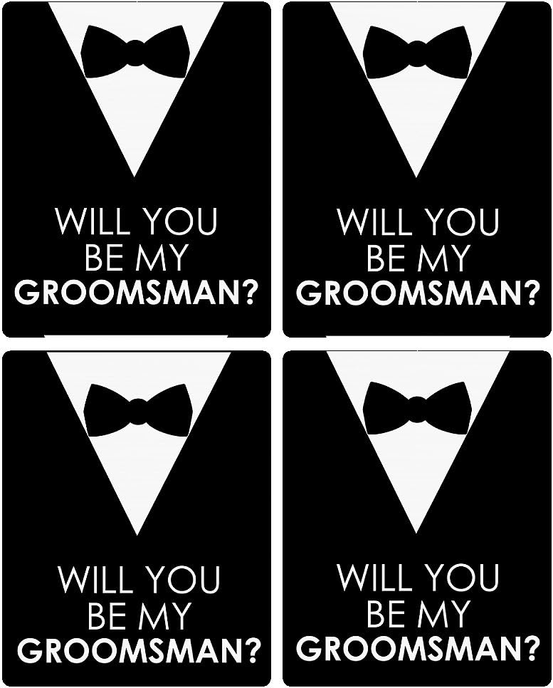 Groomsman Gift - Whiskey/Wine Bottle Label Stickers Set of 4