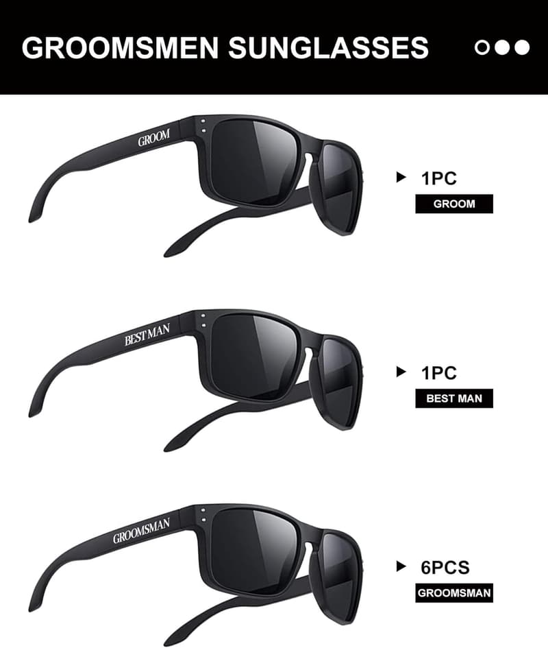 Groomsmen Sunglasses Set - 7 Pack Wedding Proposal Gifts