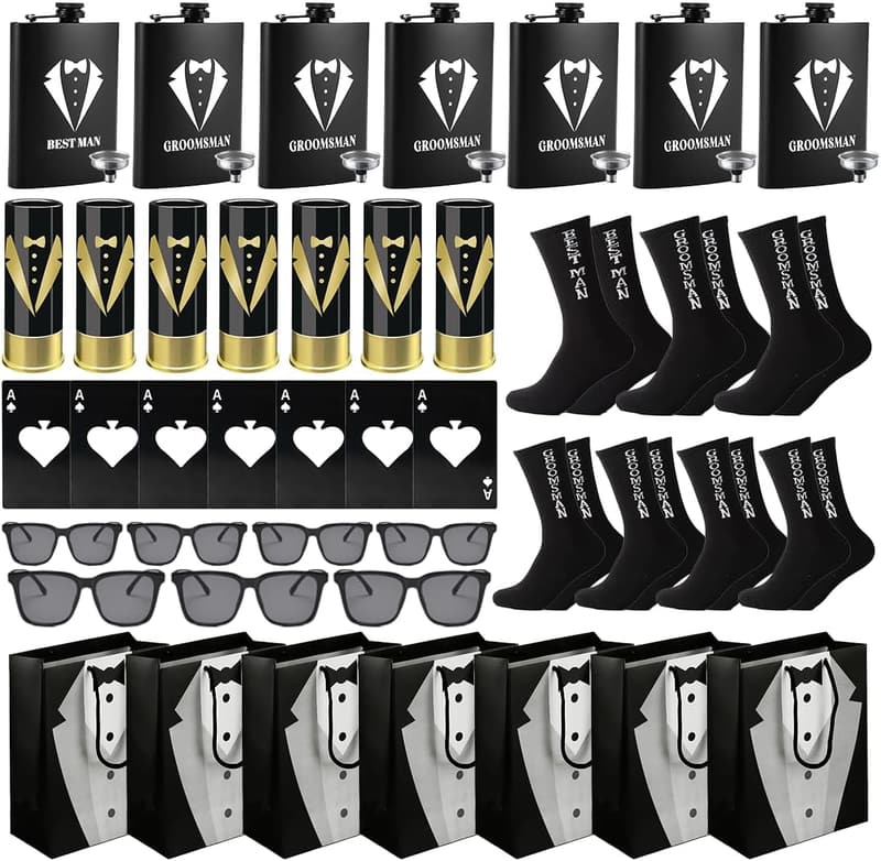 Best Man Gift Set: Stainless Steel Bottle & Socks