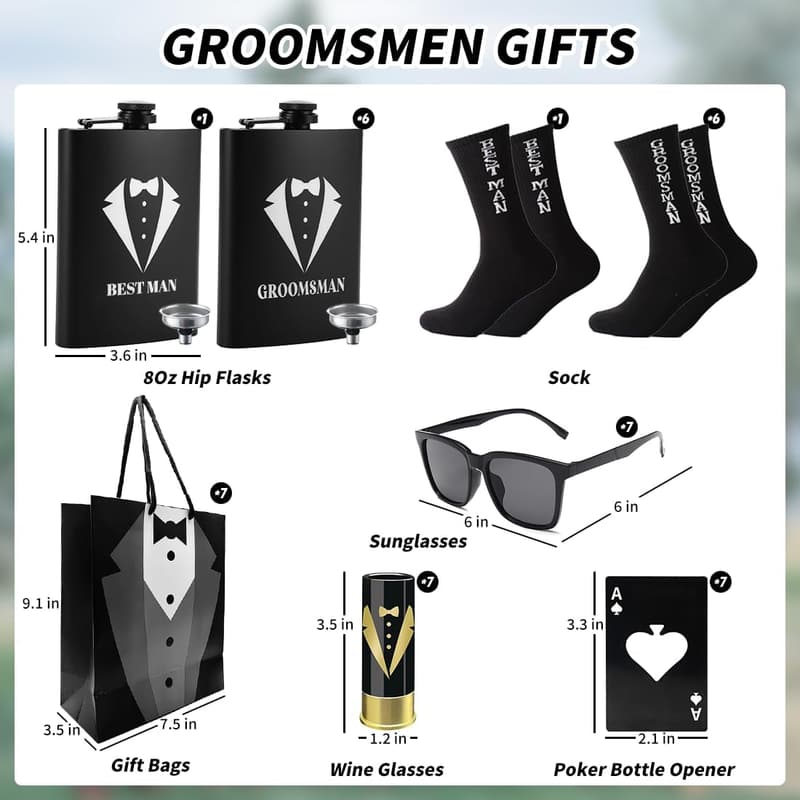 Best Man Gift Set: Stainless Steel Bottle & Socks