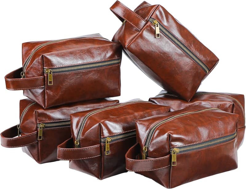 Groomsmen Toiletry Bag Set - Leather Travel Shaving Kit