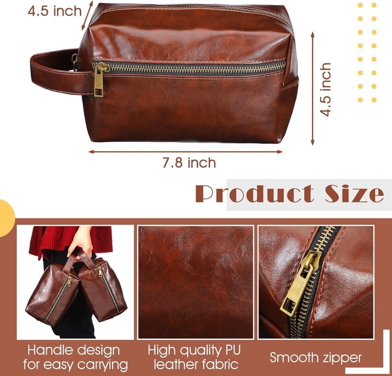 Groomsmen Toiletry Bag Set - Leather Travel Shaving Kit