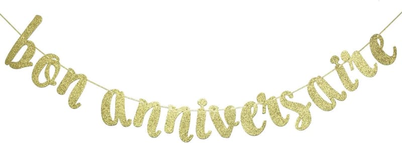French Birthday Banner with Gold Glitter Happy Birthday Decor