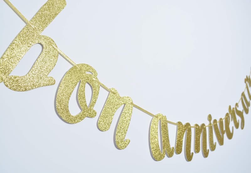 French Birthday Banner with Gold Glitter Happy Birthday Decor