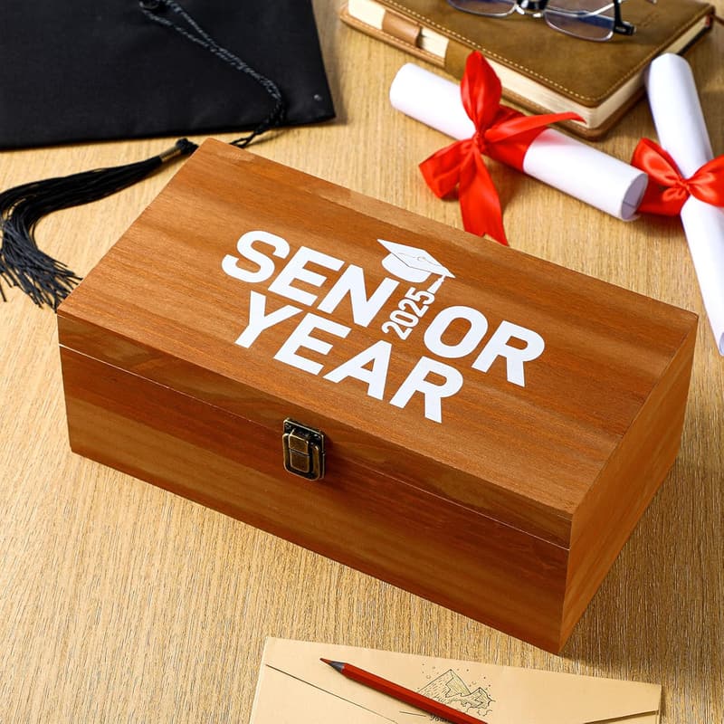 Graduation Keepsake Box for Class of 2025 - Wooden Memories