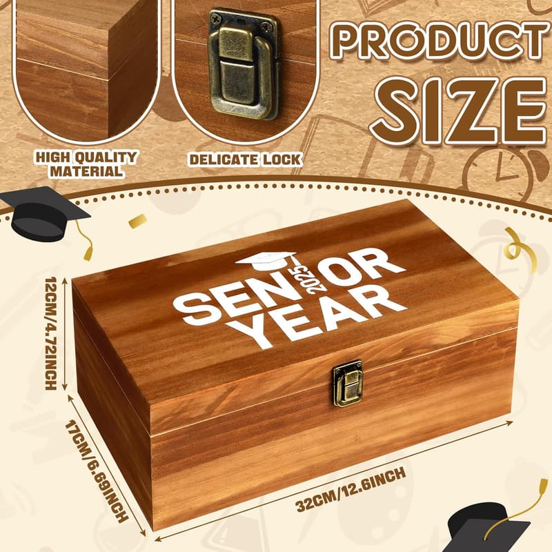 Graduation Keepsake Box for Class of 2025 - Wooden Memories