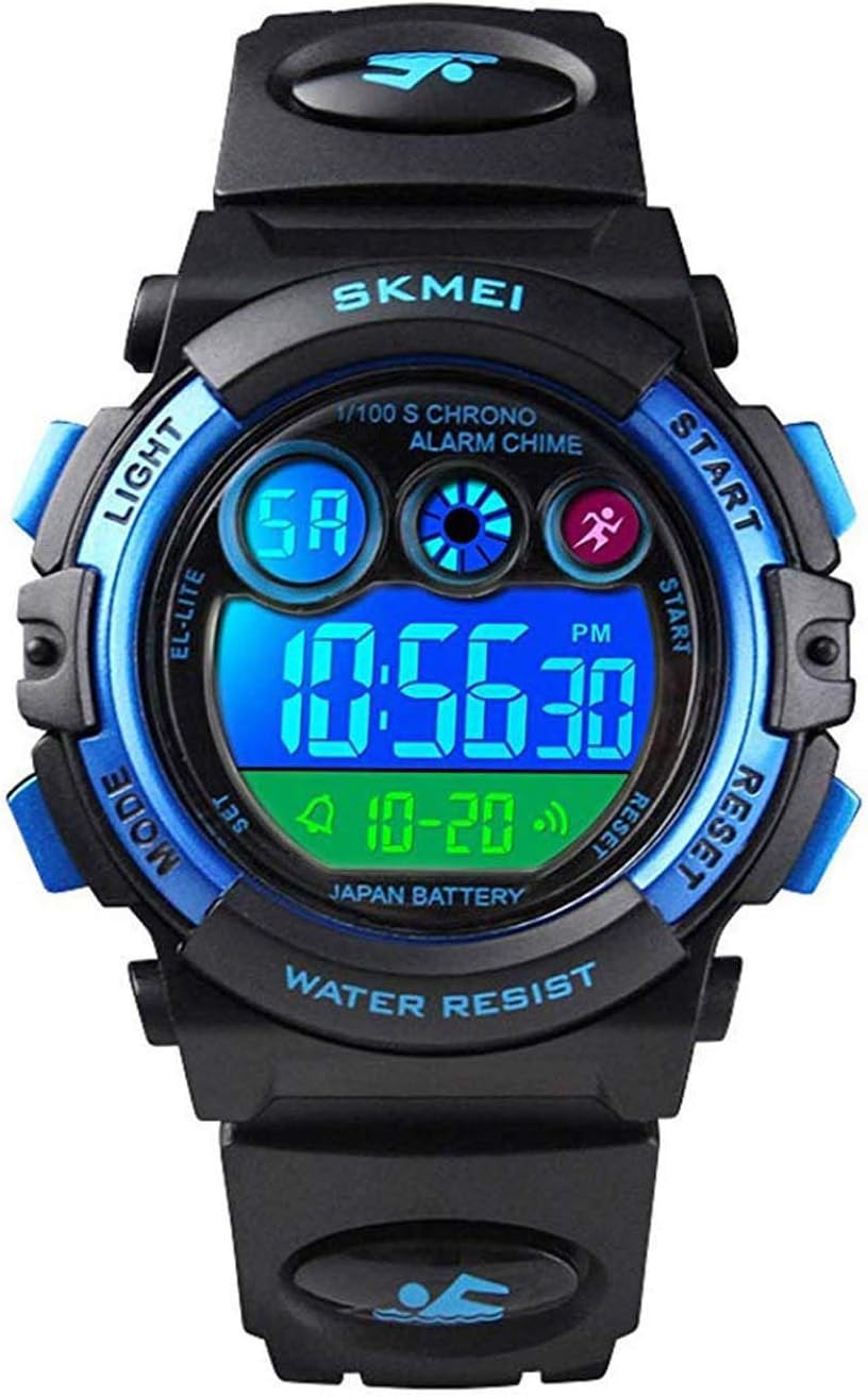 Kids Waterproof Digital Sport Watch with 7-Color LED Display