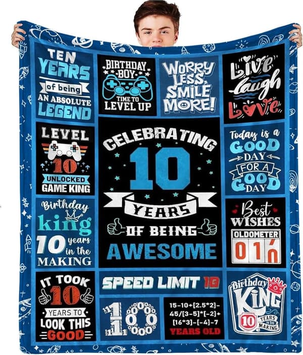 10th Birthday Warm Flannel Throw Blanket for Boys 50x40