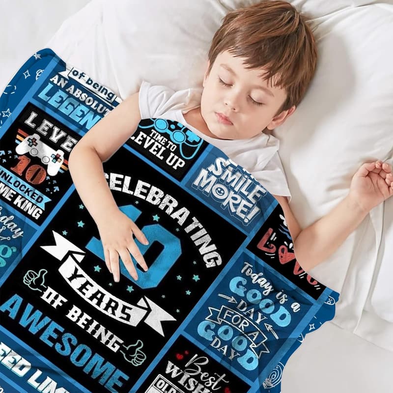 10th Birthday Warm Flannel Throw Blanket for Boys 50x40