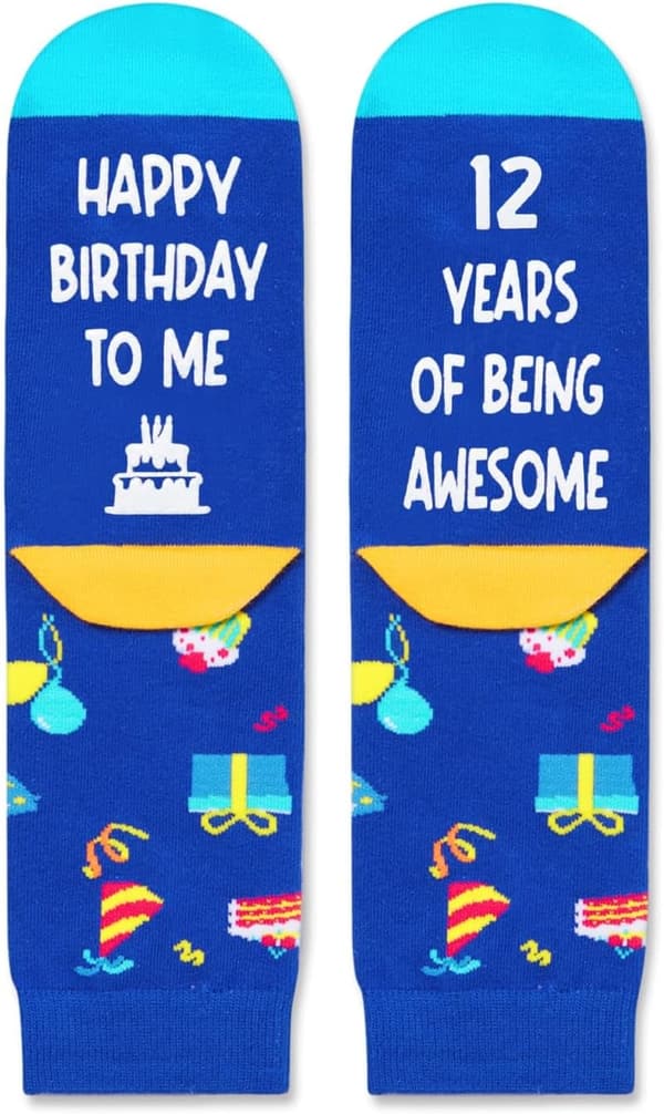 12th Birthday Gift - Fun Socks for Tween Boys & Girls