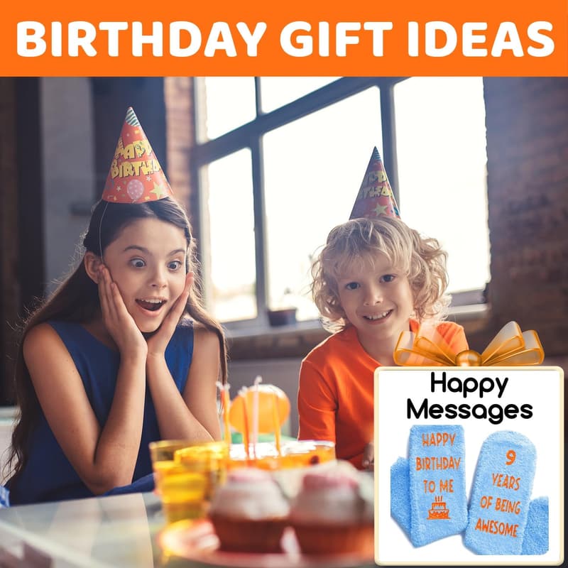 Birthday Gift Socks for 4-12 Year Old Boys & Girls