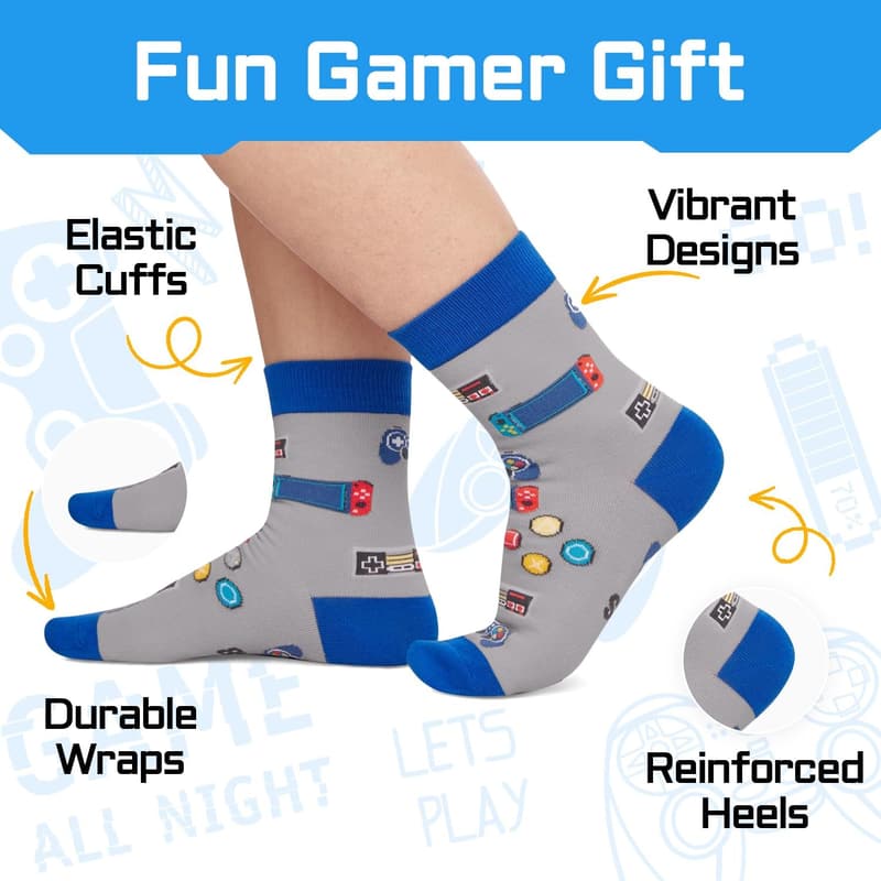 Funny Video Game Socks - Perfect Christmas Gift for Teen Boys