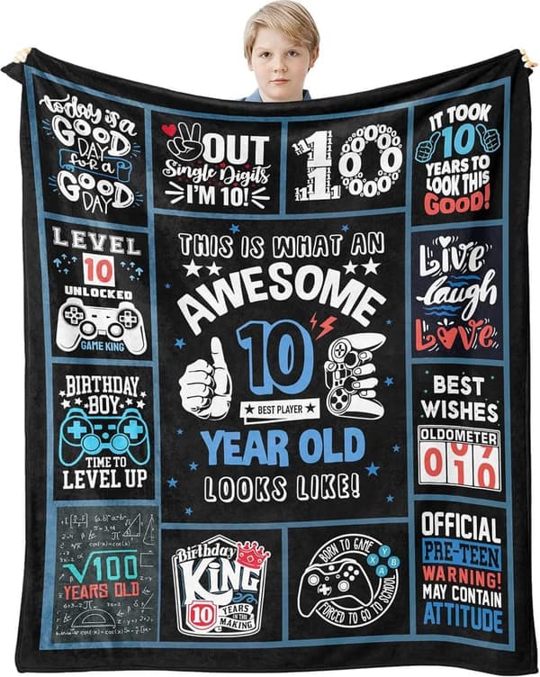 10th Birthday Blanket Gift for Boys - 60 x 50 Inch
