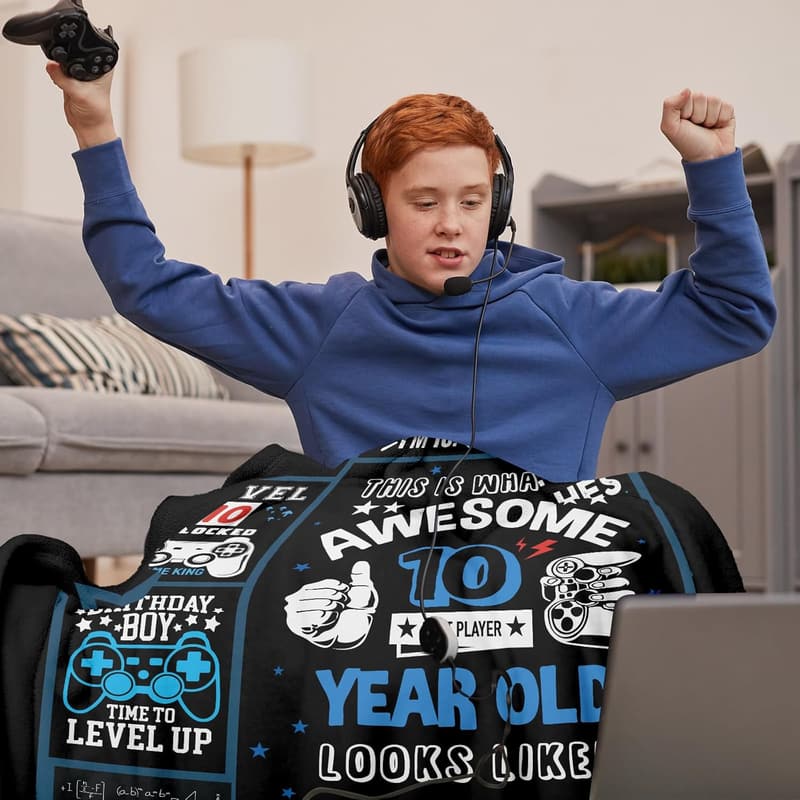 10th Birthday Blanket Gift for Boys - 60 x 50 Inch