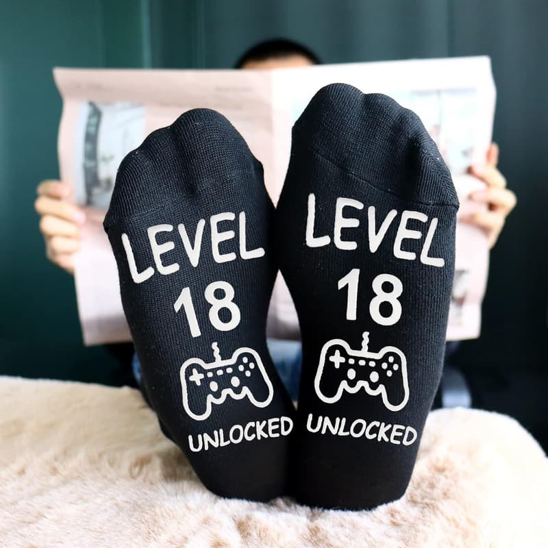 Gaming Birthday Socks for Teen Boys, Ages 13-18