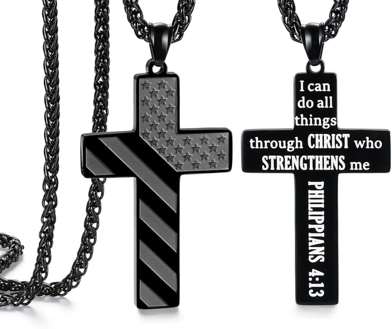 American Flag Cross Necklace for Men - Perfect Gift for Birthdays