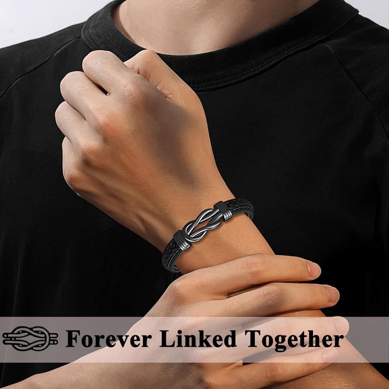 Men's Leather Bracelet for Son, Grandson, Nephew - Birthday Gift