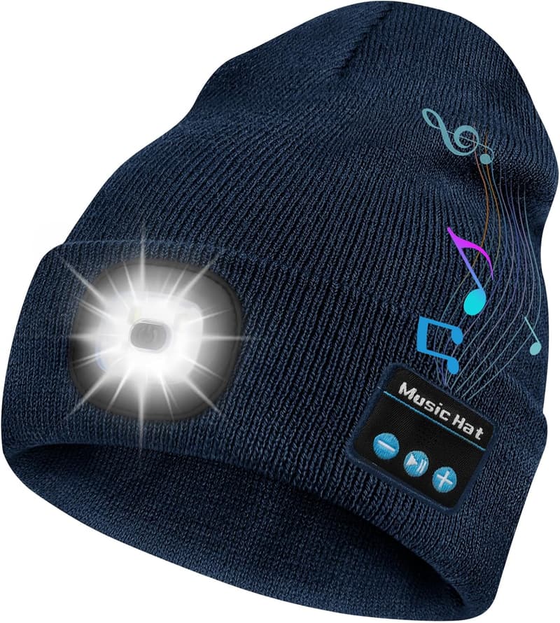 Bluetooth Beanie Hat with Light & Headphones - Gifts for All
