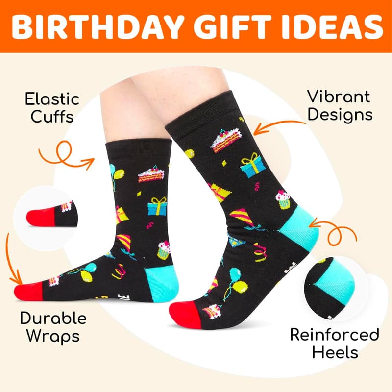 55th-60th Birthday Gifts: Fun Socks for Men and Women