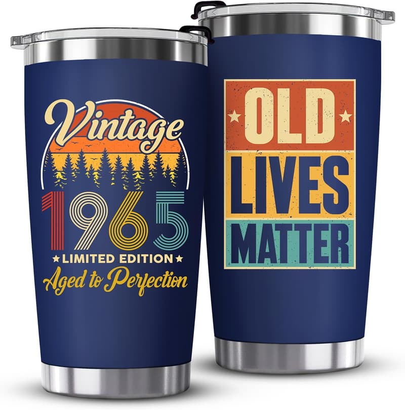 60th Birthday Navy Tumbler Gift for Men and Women