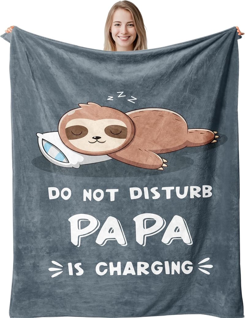 Funny Papa Blanket Gift for Grandpa – Super Soft Sloth 60