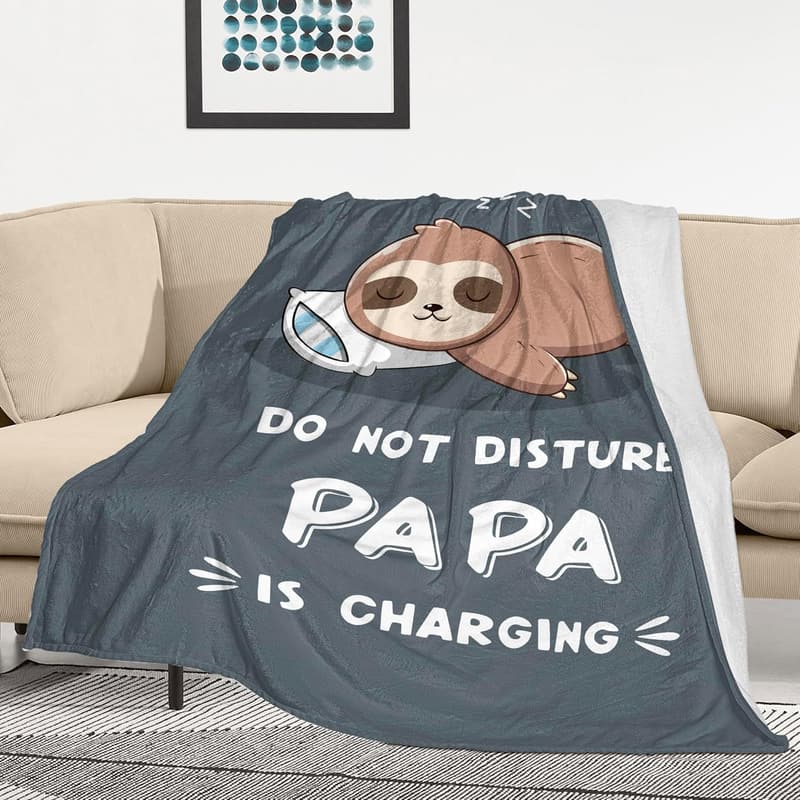 Funny Papa Blanket Gift for Grandpa – Super Soft Sloth 60