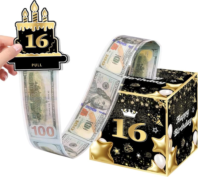 16th Birthday Money Box for Boys and Girls, Fun Cash Gift
