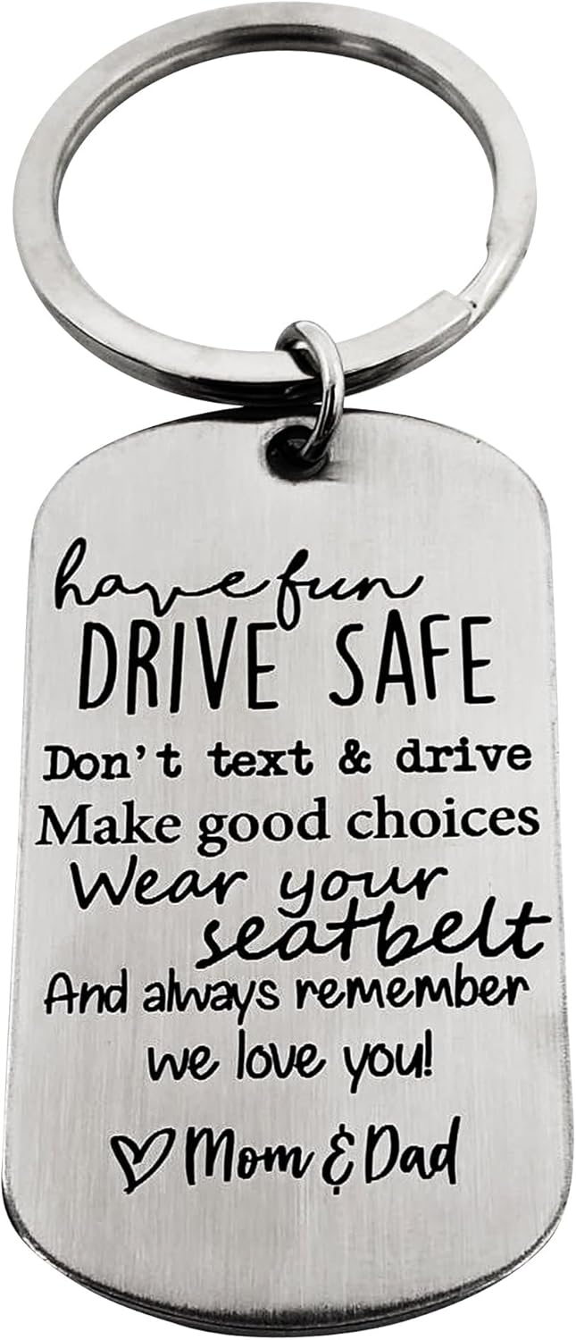 16th Birthday Drive Safe Keychain for Son from Mom
