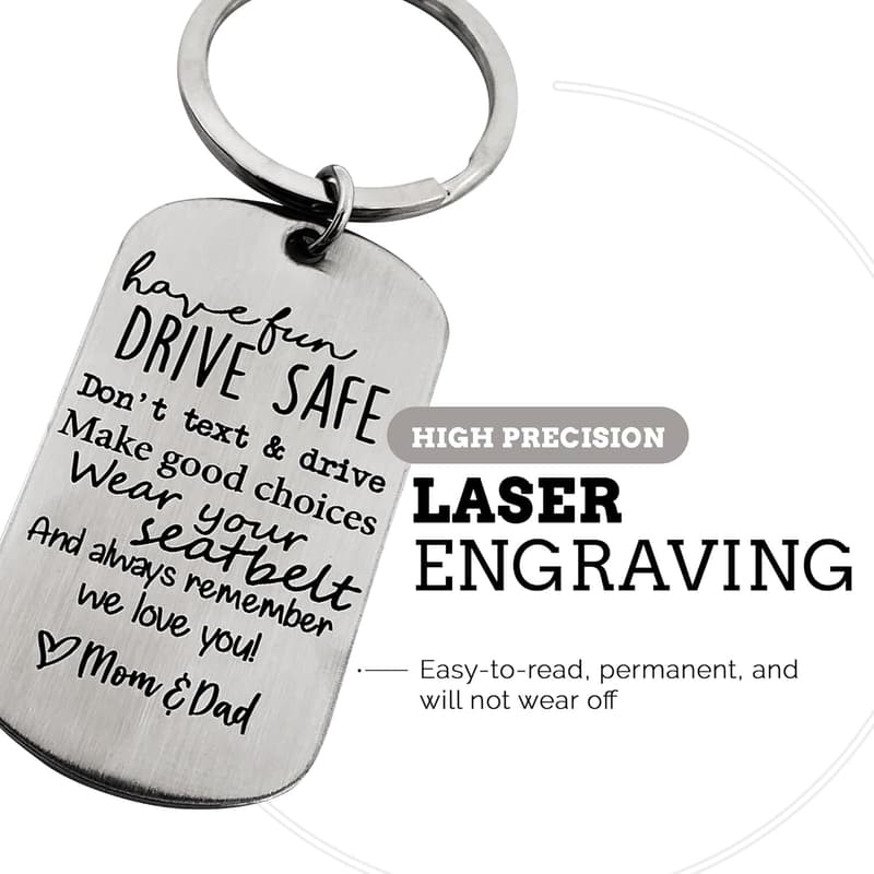 16th Birthday Drive Safe Keychain for Son from Mom