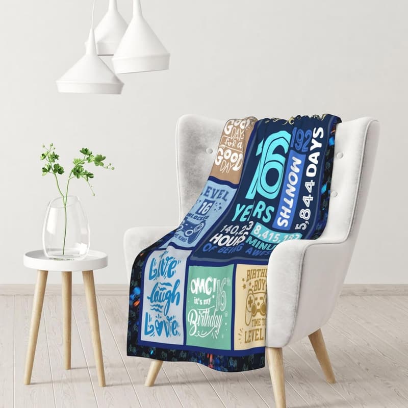 16th Birthday Throw Blanket for Boys - 60