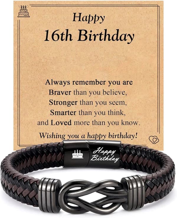 Birthday Gift - Leather Knot Bracelet for Boys and Young Men